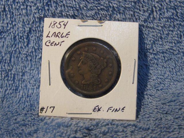 1854 LARGE CENT XF