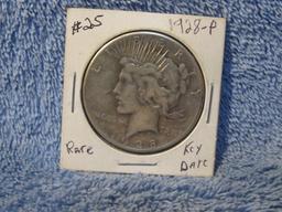 1928 PEACE DOLLAR (OBV. PIN MARKS) VF