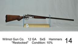 Wilmot Gun Co.    12 GA    SxS    Hammers    "Restocked"    Condition: 10%
