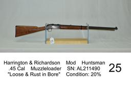 Harrington & Richardson    Mod    Huntsman    .45 Cal    Muzzleloader    SN