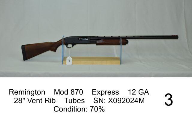 Remington    Mod 870    Express    12 GA    28" Vent Rib    Tubes    SN: X0