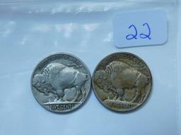 1913 TYPE-1 & 2 BUFFALO NICKELS (2-COINS) VF