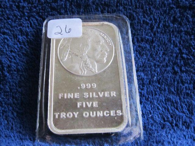 BUFFALO 5-OZ. .999 SILVER BAR