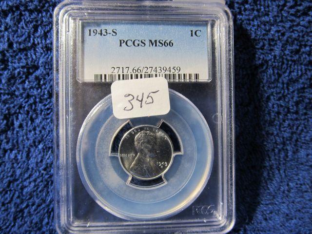 1943S LINCOLN STEEL CENT PCGS MS66