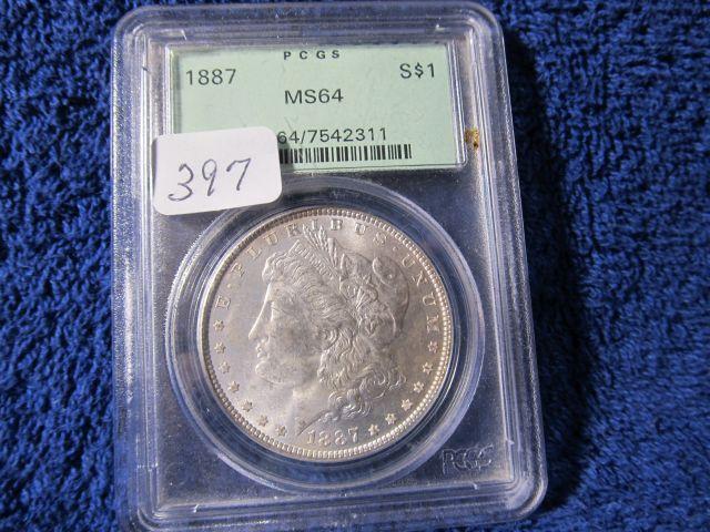 1887 MORGAN DOLLAR PCGS MS64