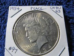 1934 PEACE DOLLAR BU