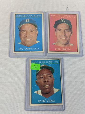 1958 Topps ( Aaron, Campanella, Rizzuto) Aaron card has ink marks