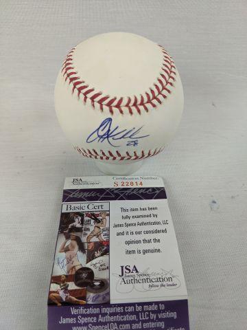 Corey Kluber signed MLB ball with blue ink on the sweet spot, JSA