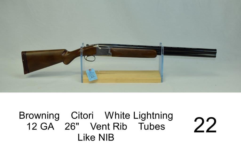 Browning    Citori    White Lightning    12 GA    26"    Vent Rib    Tubes    SN: 14539    Condition