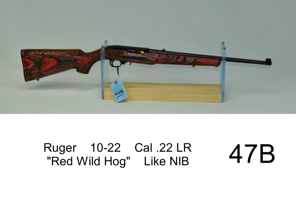 Ruger    10-22    Cal .22 LR    "Red Wild Hog"    SN: 0012-62525    Condition: Like NIB