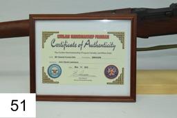 M-1 Garand    "Springfield"    Cal .30-06    SN: 5862329    Cartouche    W/ CMP Certificate    Condi