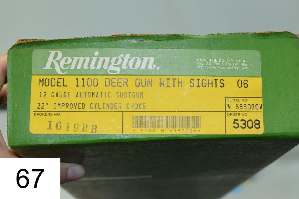 Remington    Mod 1100    12 GA    25½"    Imp. Cyl.     SN: N599000V    Condition: 90% W/ Box