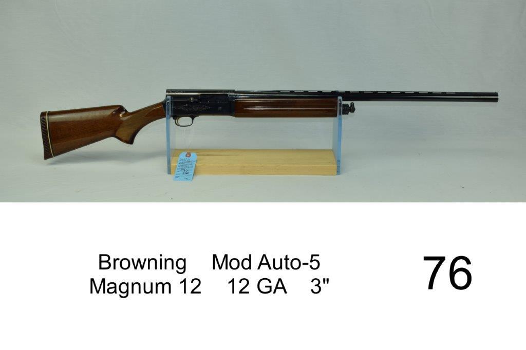 Browning    Mod Auto-5    Magnum 12    12 GA    3"    SN: 22776PV151    Condition: 90%