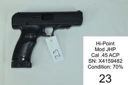 Hi-Point    Mod JHP    Cal .45 ACP    SN: X4159482    Condition: 70%