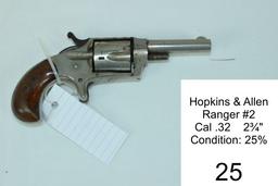 Hopkins & Allen    Ranger #2    Cal .32    2¾"    Condition: 25%