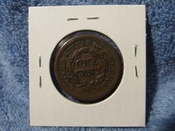 1852 LARGE CENT XF