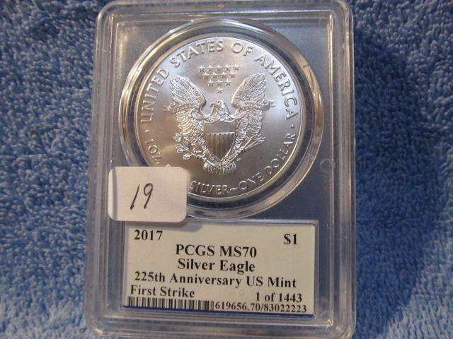 2017 SILVER EAGLE PCGS MS70 FIRST DAY OF ISSUE EDMUND C. MOY SIGNATURE