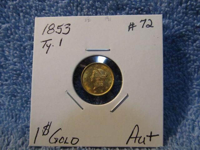 1853 TYPE-1 $1. GOLD AU+