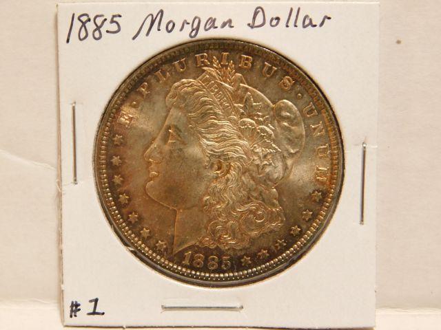 1885 MORGAN DOLLAR (OBV. TONING) BU