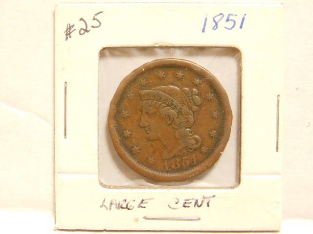 1851 LARGE CENT VF