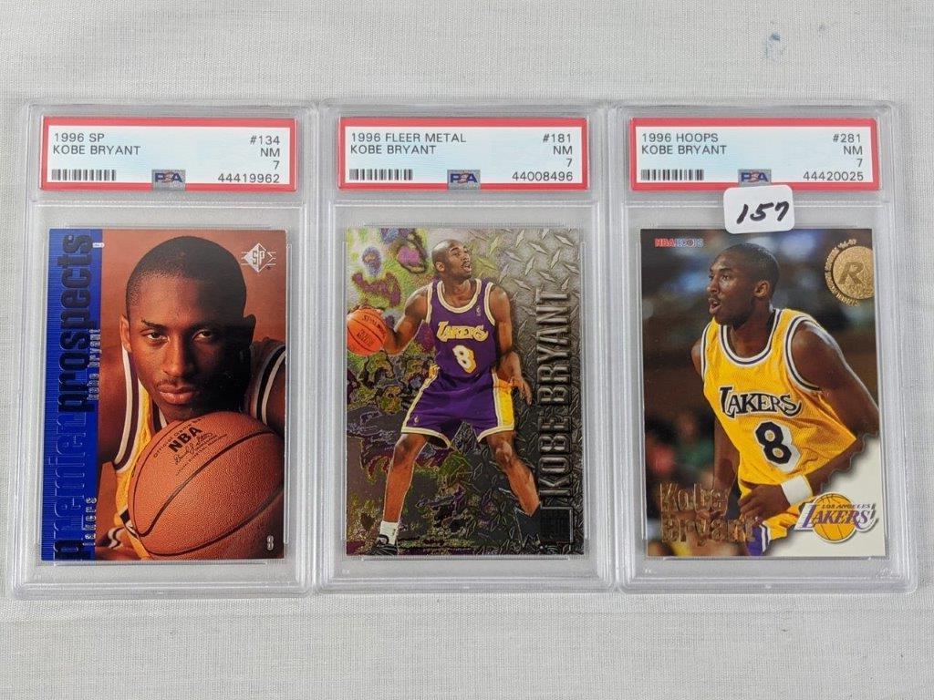 (3) Kobe Bryant Rookie PSA Graded Cards