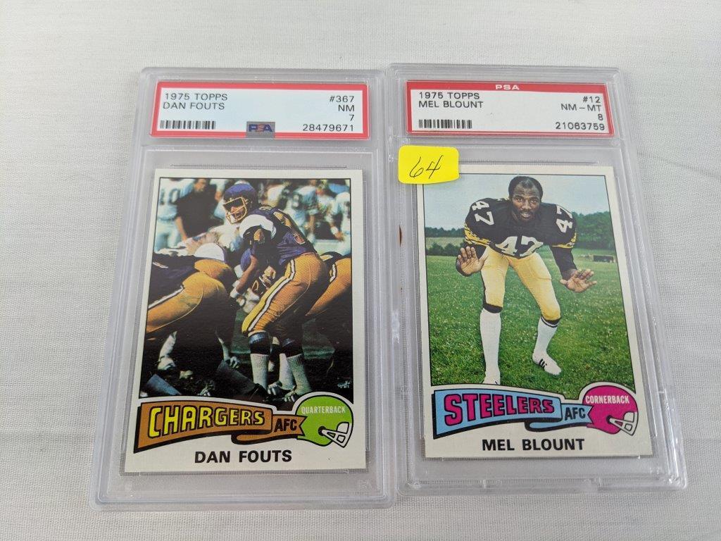 1975 Topps Dan Fouts & Mel Blount, PSA graded rookies