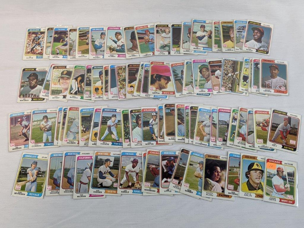 1974 Topps baseball lot of 80 cards, no doubles