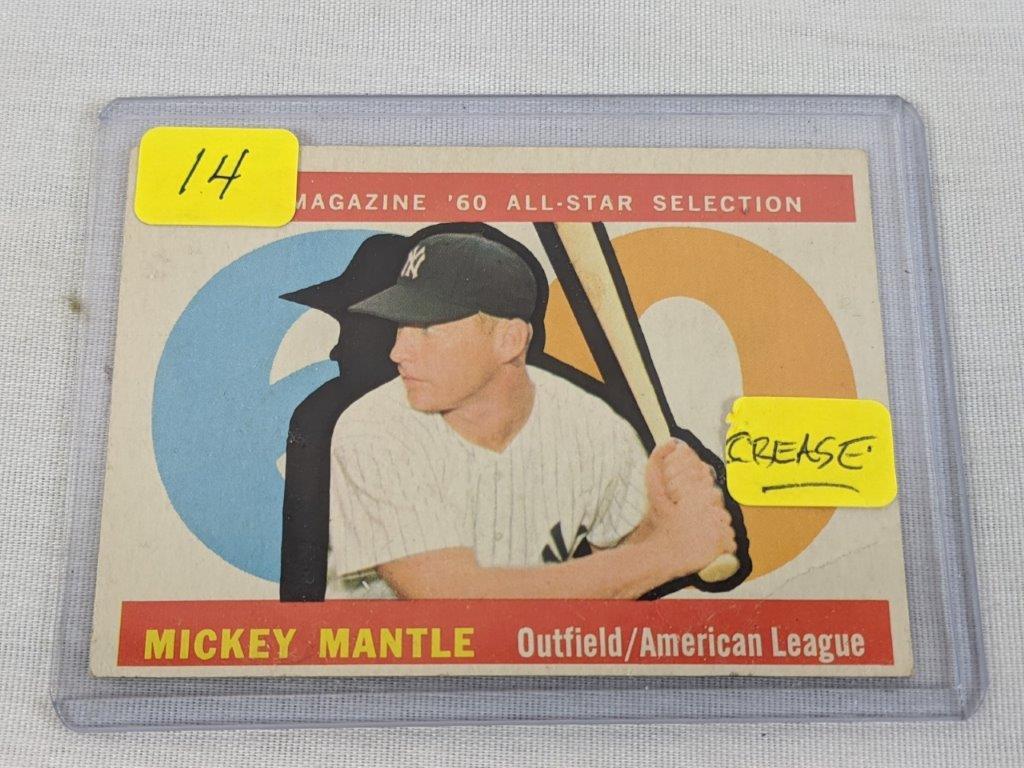 1960 Topps Mickey Mantle, card # 563, crease on bottom right