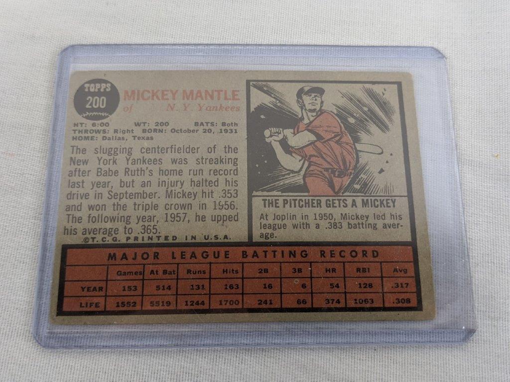 Mickey Mantle Topps 1962 card #200