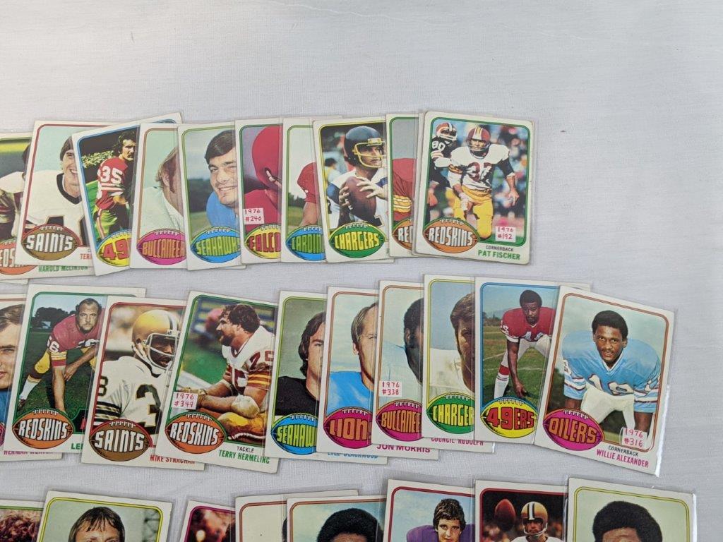 1976 Topps football, 72 card lot, no doubles, cards are in order