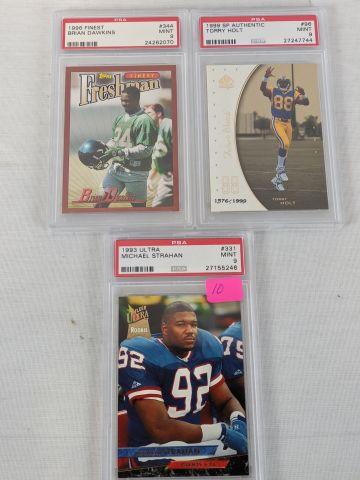 PSA grade 9 football Rookie lot: Holt, Dawkins, Strahan