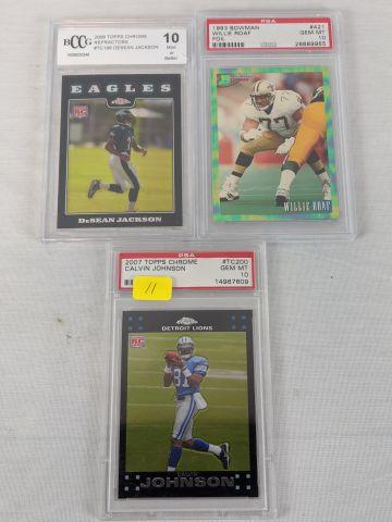 PSA and Beckett graded football Rookie lot, gem mint 10: DeSean Jackson, Roaf, Calvin Johnson