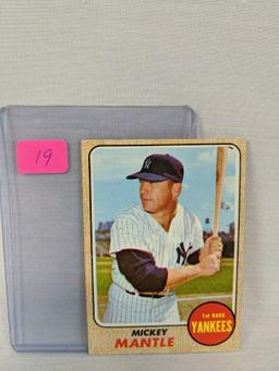Mickey Mantle 1968 Topps, 2 slight creases - wax on front
