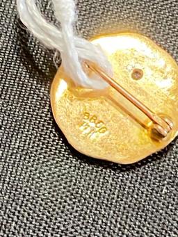 14K Pin, 2.46 grams Total weight, Wheat cent included for size reference is included