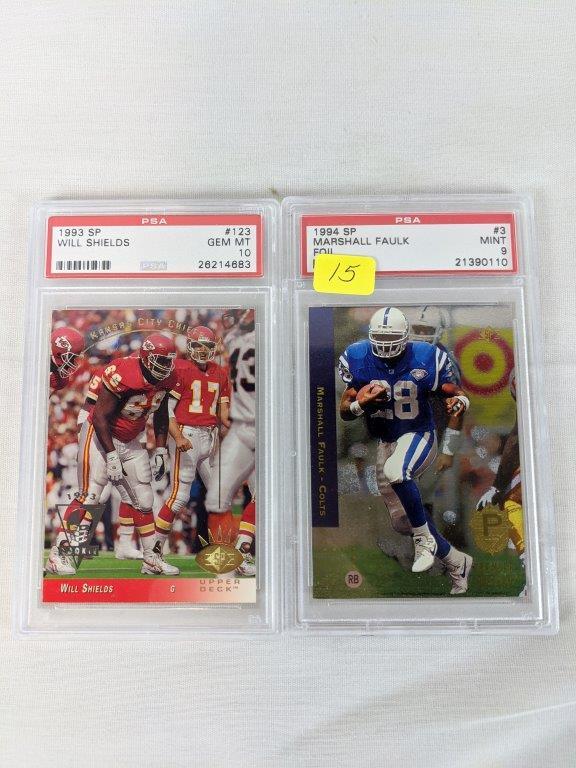 Marshall Faulk & Will Shields, SP (Rookies), PSA, MT & gem MT