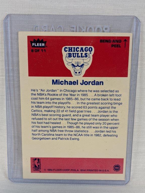 1986 Michael Jordan (Rookie) sticker card, MT - Off Center