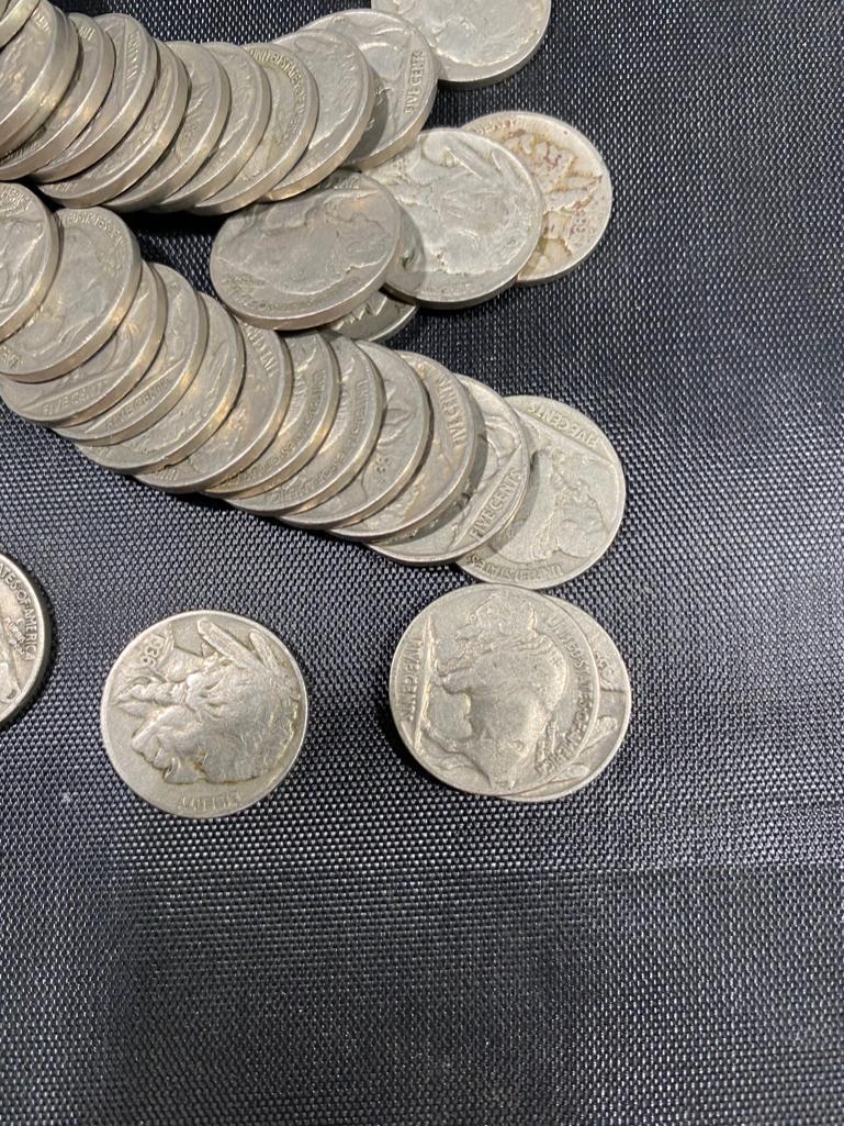 40 Buffalo Nickels, (25) 1936 and (15) 1937