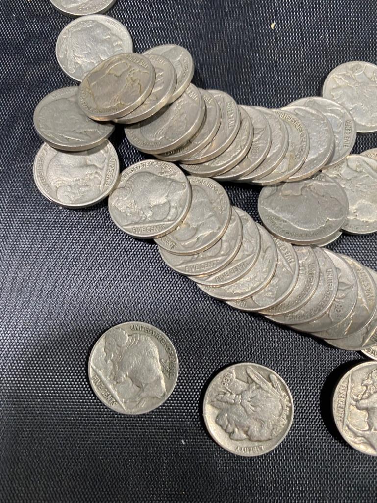 40 Buffalo Nickels, (25) 1936 and (15) 1937