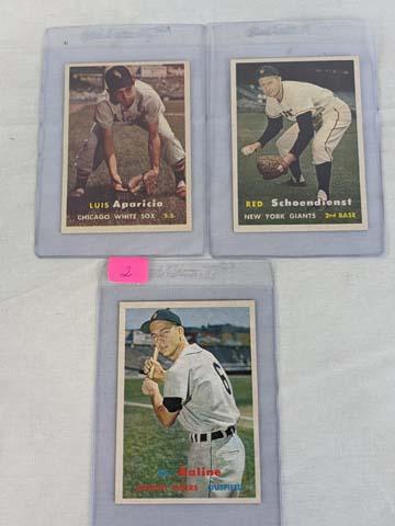 1957 Topps baseball lot: Al Kaline, Luis Aparicio, Al Schoendienst