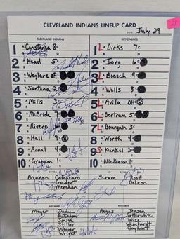 Cleveland Indians official dougout line-up cards, MLB cert