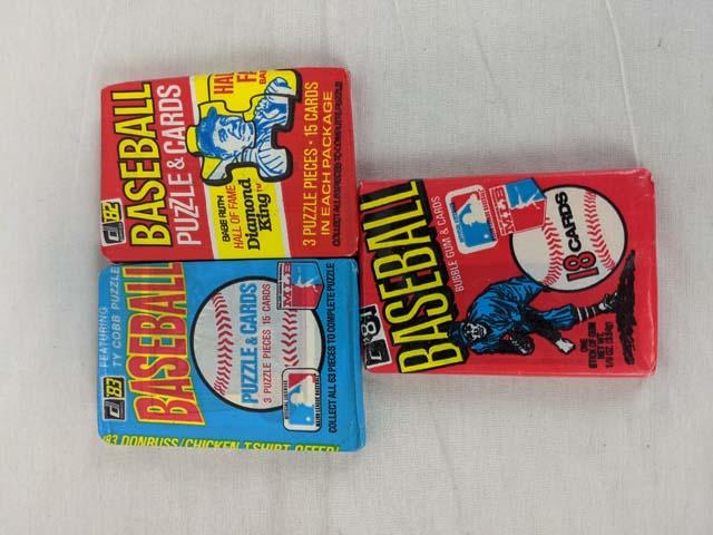 Donruss 1981, 1982, 1983 unopened wax packs