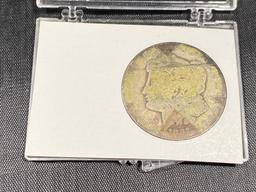 1887? Morgan Silver Dollar, very worn, in snap case