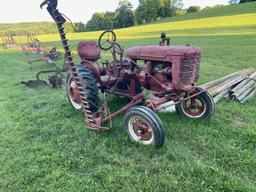 Farmall C? with sickle bar mower and cultivator