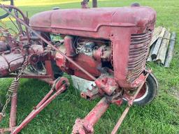 Farmall C? with sickle bar mower and cultivator