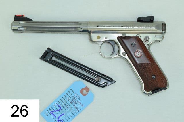 Ruger    Mod Mark III Hunter    Cal .22 LR    6½"    Fluted/Stainless    SN: 229-26820    W/ 2 Mags