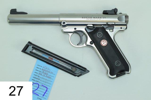 Ruger    Mark IV Target    Cal .22 LR    5½"    SN: WBR120135    Condition: Like NIB