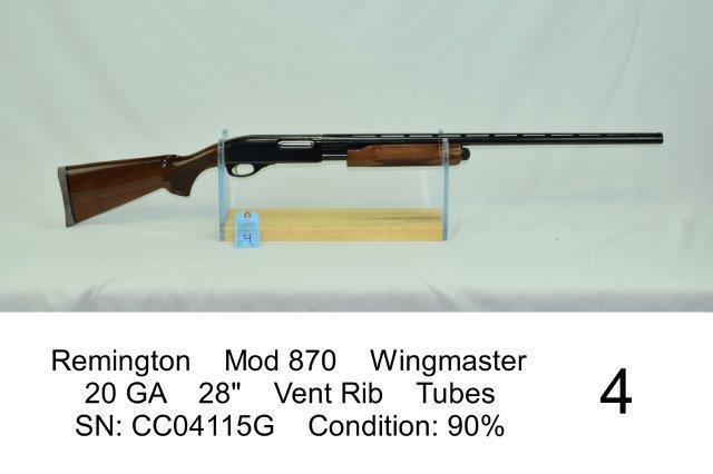 Remington    Mod 870    Wingmaster    20 GA    28"    Vent Rib    Tubes    SN: CC04115G    Condition