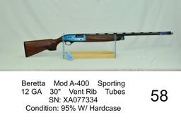 Beretta    Mod A-400    Sporting    12 GA    30"    Vent Rib    Tubes    SN: XA077334    Condition: