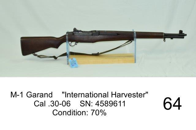 M-1 Garand    "International Harvester"    Cal .30-06    SN: 4589611    Condition: 70%