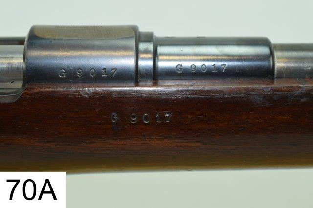 Argentine    Mauser    M1891    Cal 7.65 x 53    SN: G9017    "Sporterized"    Condition: 40%